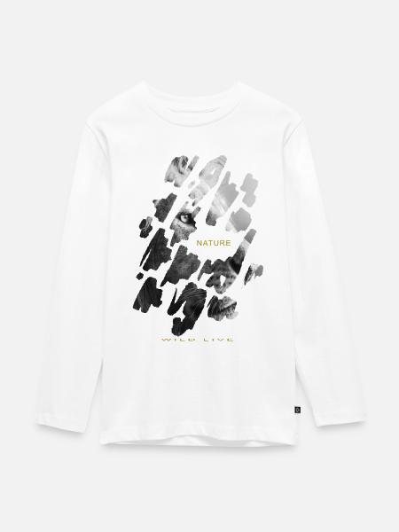 Nature - Teenager Premium Bio Langarmshirt - Weiß