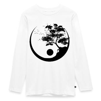 Arbre Ying Yang - T-shirt manches longues Premium Ado - blanc - Devant - AI Model Kid Female (0cm)