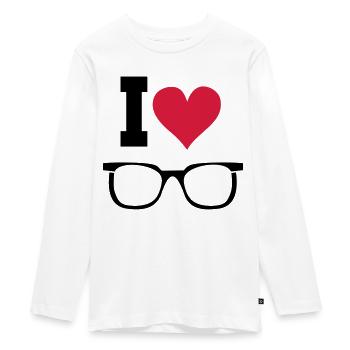 Glasses Sunglasses Heart Statement Gift - Teenager Premium Organic Long Sleeve Shirt - white - Front - AI Model Kid Female (0cm)