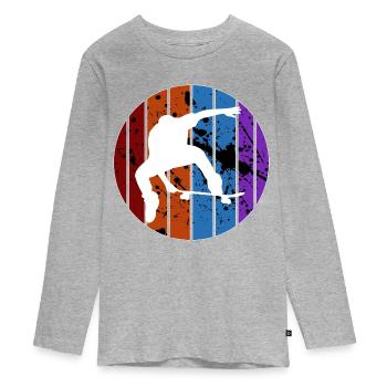 Skateboard - T-shirt manches longues Premium Ado - gris chiné - Devant
