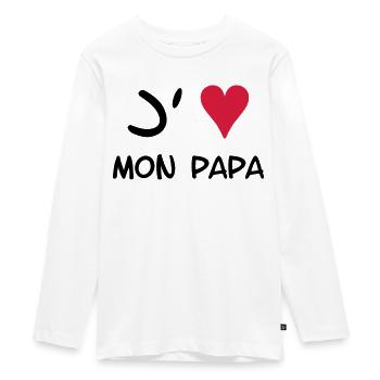 J'aime mon papa! - Teenager Premium Organic Long Sleeve Shirt - white - Front - AI Model Kid Female (0cm)