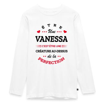 VANESSA PARFAITE - NOM VANESSA - T-shirt manches longues Premium Ado - blanc - Devant - AI Model Kid Female (0cm)