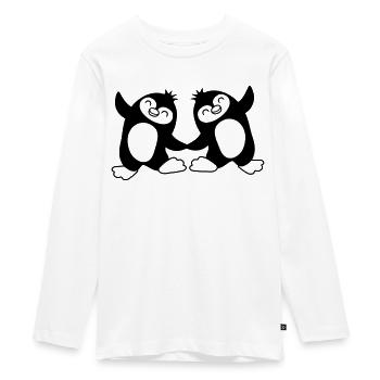 Penguin couple dances sweetly - Teenager Premium Organic Long Sleeve Shirt - white - Front - AI Model Kid Female (0cm)