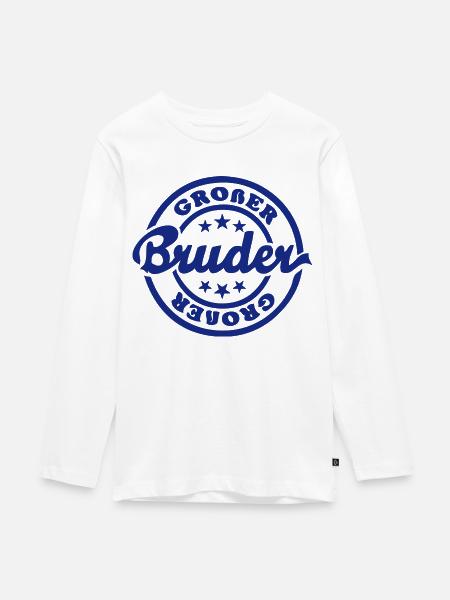 Großer Bruder - Teenager Premium Bio Langarmshirt - Weiß