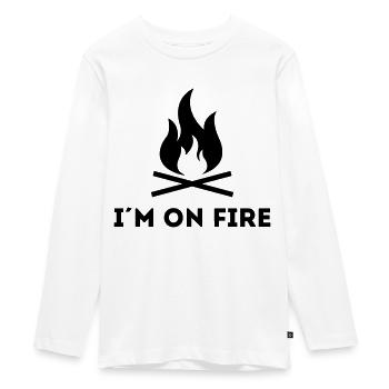 I AM ON FIRE - Fire or grill master - Teenager Premium Organic Long Sleeve Shirt - white - Front - AI Model Kid Female (0cm)