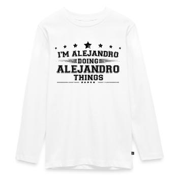 i’m Alejandro doing Alejandro things - Teenager Premium Organic Long Sleeve Shirt - white - Front - AI Model Kid Female (0cm)