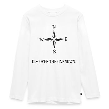 Découvrez l’inconnu. - T-shirt manches longues Premium Ado - blanc - Devant - AI Model Kid Female (0cm)