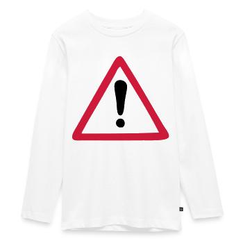 hazard warning sign warning - Teenager Premium Organic Long Sleeve Shirt - white - Front - AI Model Kid Female (0cm)