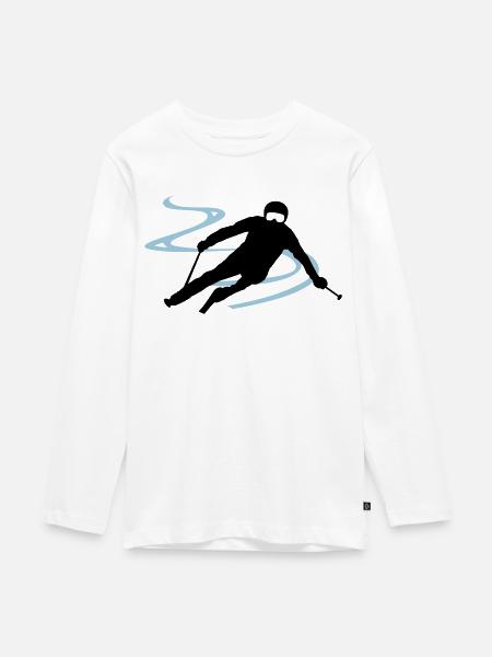 Sport - Skifahrer - Teenager Premium Bio Langarmshirt - Weiß