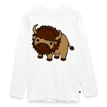 Süßes großes Bison - Teenager Premium Bio Langarmshirt - Weiß - Vorne - AI Model Kid Female (0cm)