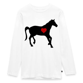 Horse Love Heart 2 - Teenager Premium Organic Long Sleeve Shirt - white - Front - AI Model Kid Female (0cm)