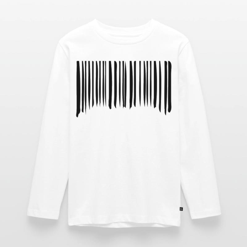 Barcode Striche Linien Gekritzelt Strichcode Scan Teenager Premium Bio Langarmshirt