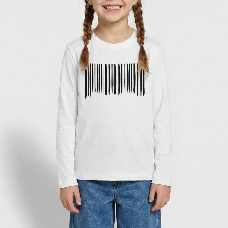 Barcode Striche Linien Gekritzelt Strichcode Scan Teenager Premium Bio Langarmshirt