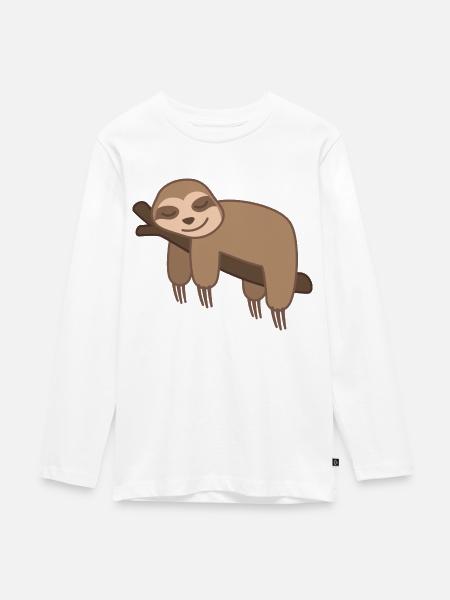 Faultier - Teenager Premium Bio Langarmshirt - Weiß