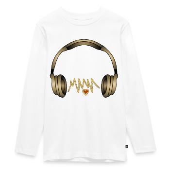 Écouteur - T-shirt manches longues Premium Ado - blanc - Devant - AI Model Kid Female (0cm)