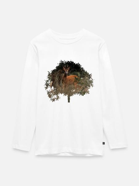 wunderschöner Rehbock im Wald - Teenager Premium Bio Langarmshirt - Weiß