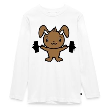 Bunny Bodybuilder Gym Muscles Fort Fitness Poids - T-shirt manches longues Premium Ado - blanc - Devant - AI Model Kid Female (0cm)