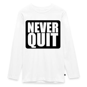 logo never quit button gewinner stars sieger sport - Teenager Premium Bio Langarmshirt - Weiß - Vorne - AI Model Kid Female (0cm)