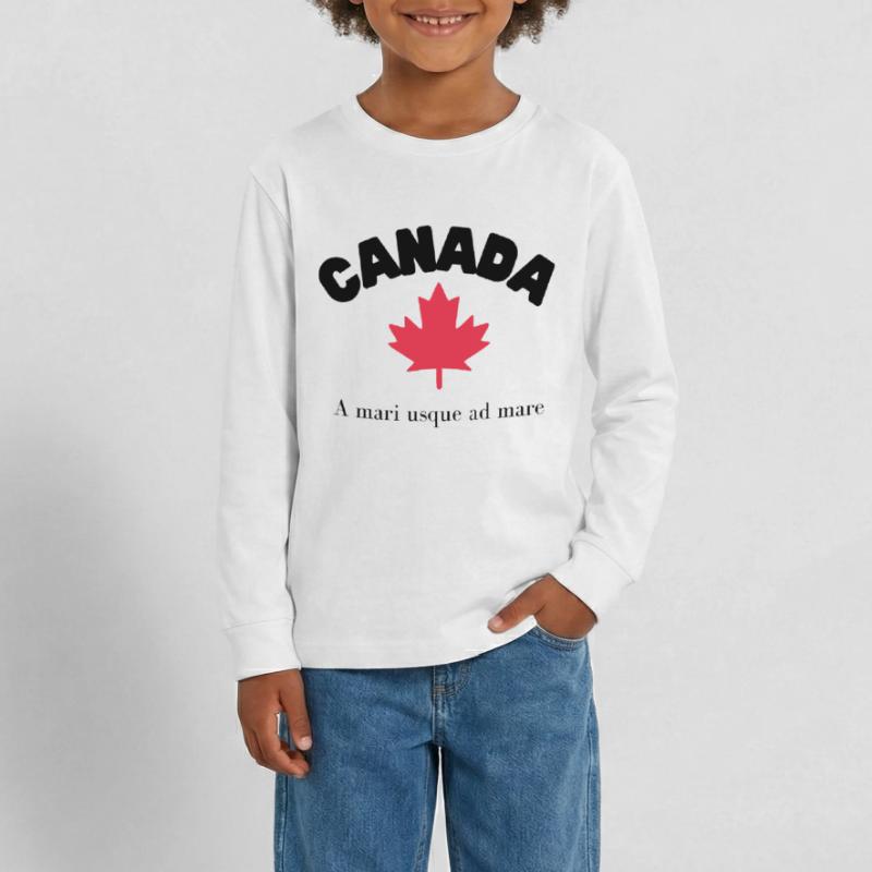 CANADA avec feuille d’érable et devise T-shirt manches longues Premium Ado
