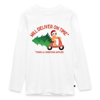 Faultier wird Weihnachtsbaum pünktlich liefern - Teenager Premium Bio Langarmshirt - Weiß - Vorne - AI Model Kid Female (0cm)