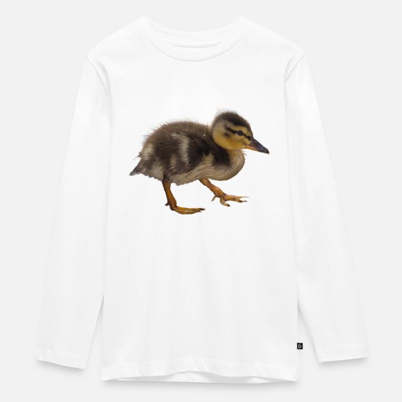 Entchen - Teenager Premium Bio Langarmshirt - Weiß