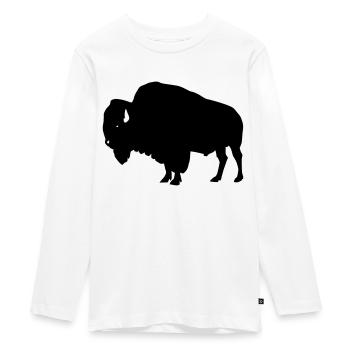 Bison - Teenager Premium Organic Long Sleeve Shirt - white - Front - AI Model Kid Female (0cm)