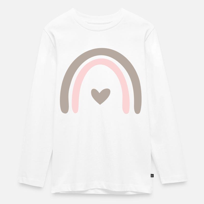 Regenbogen Herz - Teenager Premium Bio Langarmshirt - Weiß