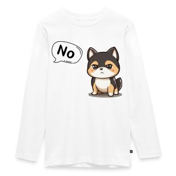 No, dissatisfied cute akita dog - Teenager Premium Organic Long Sleeve Shirt - white - Front - AI Model Kid Female (0cm)