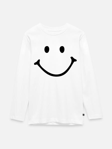 Smiley - Smile - Teenager Premium Bio Langarmshirt - Weiß