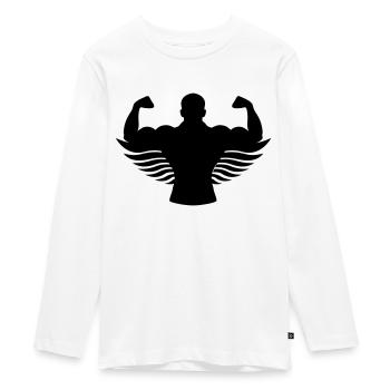 body building angel - Teenager Premium Bio Langarmshirt - Weiß - Vorne - AI Model Kid Female (0cm)