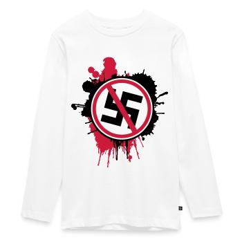 Contre les nazis - T-shirt manches longues Premium Ado - blanc - Devant - AI Model Kid Female (0cm)