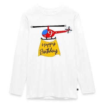 Helicopter Happy Birthday 9 - Teenager Premium Organic Long Sleeve Shirt - white - Front - AI Model Kid Female (0cm)