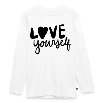 Love your self - Teenager Premium Organic Long Sleeve Shirt - white - Front - AI Model Kid Female (0cm)
