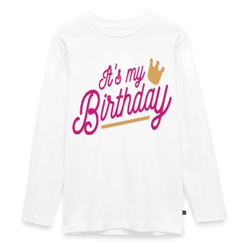 My birthday - Teenager Premium Organic Long Sleeve Shirt - white - Front - AI Model Kid Female (0cm)