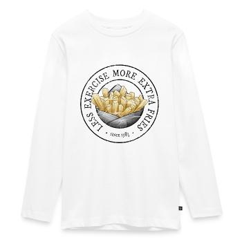 Less Exercise More Extra Fries Pommes Fan Art - Teenager Premium Organic Long Sleeve Shirt - white - Front - AI Model Kid Female (0cm)