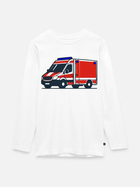 Krankenwagen - Teenager Premium Bio Langarmshirt - Weiß