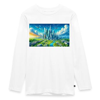 Ville futuriste - T-shirt manches longues Premium Ado - blanc - Devant - AI Model Kid Female (0cm)