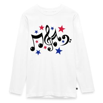 Music Notes and Stars 3c - Teenager Premium Organic Long Sleeve Shirt - white - Front - AI Model Kid Female (0cm)