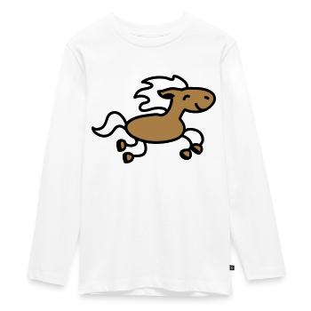 Saute cheval - T-shirt manches longues Premium Ado - blanc - Devant - AI Model Kid Female (0cm)