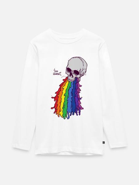 PUKE SCHÄDEL - Teenager Premium Bio Langarmshirt - Weiß