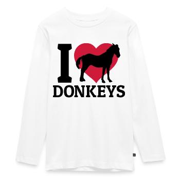 I love donkeys - T-shirt manches longues Premium Ado - blanc - Devant - AI Model Kid Female (0cm)