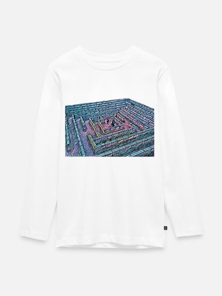 MENORCA - Líthisches Labyrinth - Teenager Premium Bio Langarmshirt - Weiß