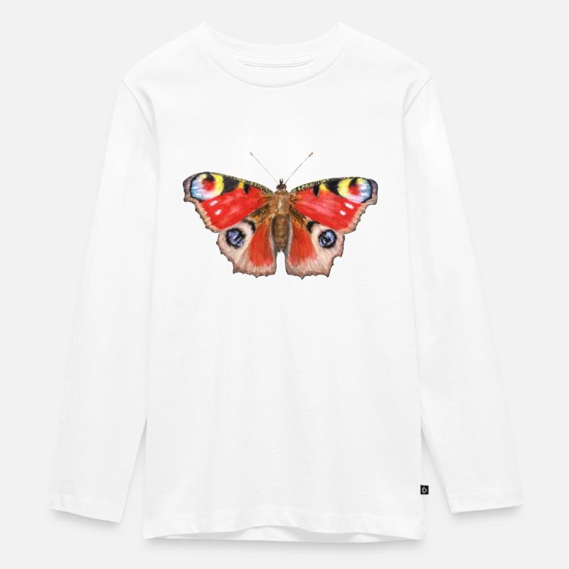 Papillon paon - T-shirt manches longues Premium Ado - blanc