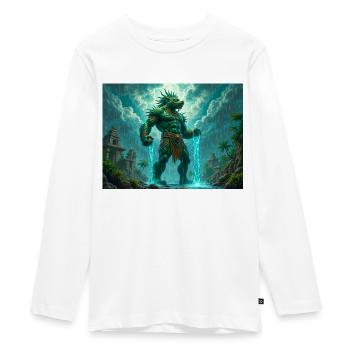 Tlaloc, Aztec god of rain, storms, and fertility - Teenager Premium Organic Long Sleeve Shirt - white - Front - AI Model Kid Female (0cm)