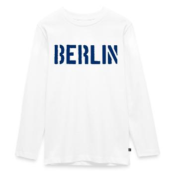 Berlin Slogan - Brandenburg Gate - Alexanderplatz - Teenager Premium Organic Long Sleeve Shirt - white - Front - AI Model Kid Female (0cm)