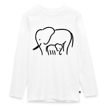 Elephant maman avec enfant - T-shirt manches longues Premium Ado - blanc - Devant - AI Model Kid Female (0cm)