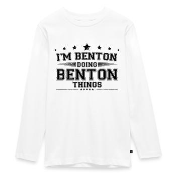 Je suis Benton en train de faire des choses Benton - T-shirt manches longues Premium Ado - blanc - Devant - AI Model Kid Female (0cm)