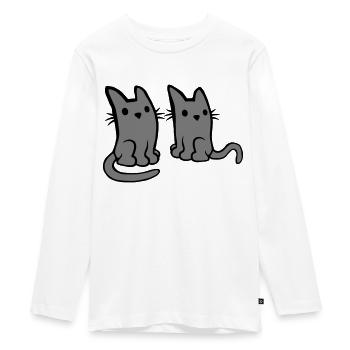 2 Katzen Freunde Team - Teenager Premium Bio Langarmshirt - Weiß - Vorne - AI Model Kid Female (0cm)