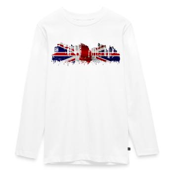 England UK London British English United Kingdom - Teenager Premium Organic Long Sleeve Shirt - white - Front - AI Model Kid Female (0cm)