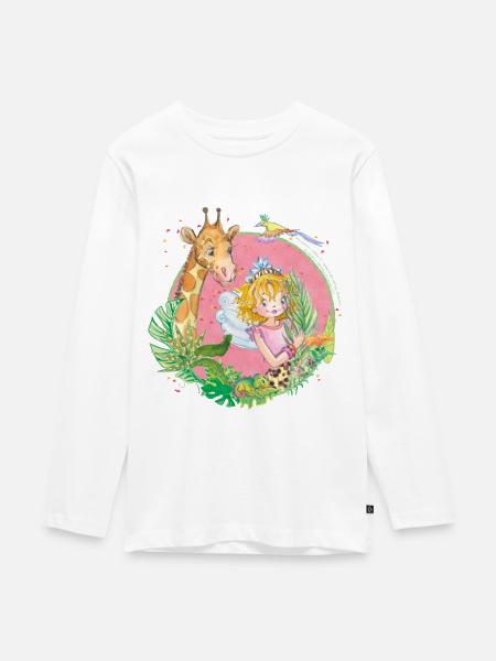 Prinzessin Lillifee mit Giraffe - Teenager Premium Bio Langarmshirt - Weiß